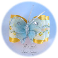 Yellow Satin Butterfly - Adult Dog Bow