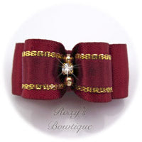 Gold and Wine - Puppy Dog Bow