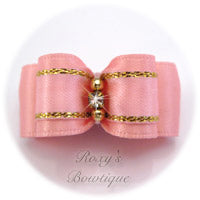 Gold and Light Pink - Puppy Dog Bow