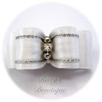 Silver and White - Puppy Dog Bow