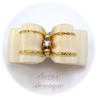 Gold and Ivory - Puppy Dog Bow