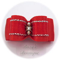 Silver and Red - Puppy Dog Bow