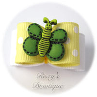 Lemon and White Butterfly - Puppy Dog Bow