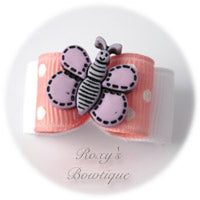 Pink and White Butterfly - Puppy Dog Bow
