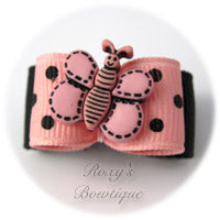 Pink and Black Butterfly - Puppy Dog Bow