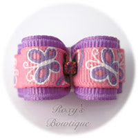 Lavender Butterflies Dog Bow - Puppy Dog Bow