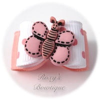 White and Pink Butterfly - Puppy Dog Bow