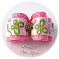 Pink Butterflies Dog Bow - Puppy Dog Bow