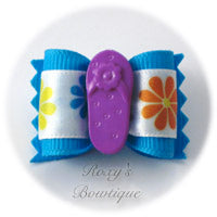 Blue with Purple Sandal - Adult Dog Bow