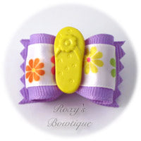 Purple with Yellow Sandal - Adult Dog Bow