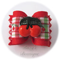 Cherry Pie Dog Bow - Red - Adult Dog Bow