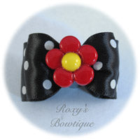Black and White Dots - Adult Dog Bow