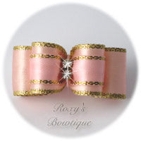 Fancy Gold and Light Pink Puppy Dog Bow