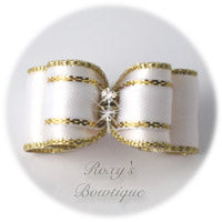 Gold and White - Puppy Dog Bow