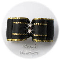 Fancy Gold and Black Puppy Dog Bow