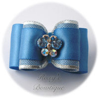 Porcelain Blue Crystal Butterfly - Adult Dog Bow