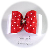 Sweet Red with White Dots Adult Dog Bow