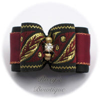 Black and Wine with Gold - Adult Dog Bow