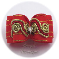 Radiant Red and Gold - Adult Dog Bow