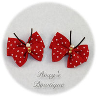 Red with White Dots Butterfly Dog Bow (pair)