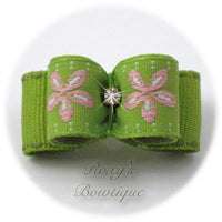 Lime Jacquard and Pink Daisy