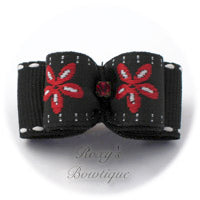 Black Jacquard and Red Daisy