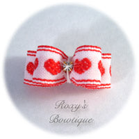 Red Valentine Hearts - Tiny Dog Bow