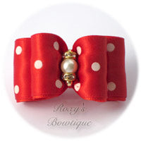 Red and White Dots - Adult Dog Bow