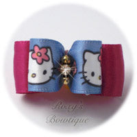 Blue Hello Kitty Dog Bow