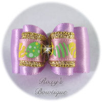 Light Orchid and Easter Eggs - Adult Dog Bow