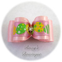 Light Pink and Easter Eggs-Puppy Dog Bow