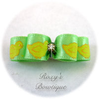 Green and Easter Chicks - Tiny Dog Bow