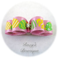 Pink and Tiny Easter Eggs - Tiny Dog Bow