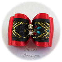 Red and Gold Elegance - Adult Dog Bow