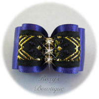 Purple and Gold Elegance - Adult Dog Bow