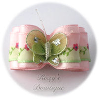 Light Pink Satin Butterfly - Adult Dog Bow