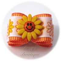 Tangerine Happy Face - Adult Dog Bow