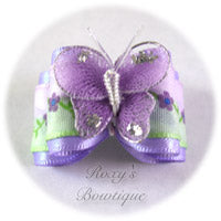 Lavender Satin Butterfly - Adult Dog Bow