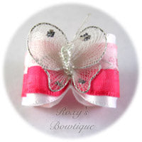 Pink Satin Butterfly - Adult Dog Bow