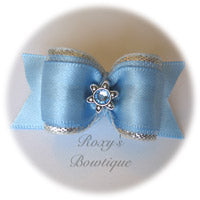 Wisteria and Light Blue Star - Adult Dog Bow