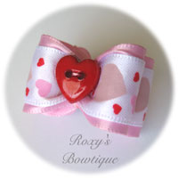 Pink with Red Heart Adult Dog Bow
