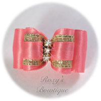 Coral Rose Double Loop Dog Bow