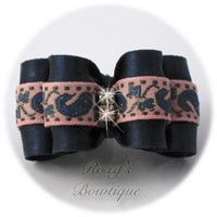 Navy Blue with Pink - Adult Dog Bow