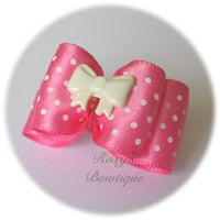 Pink and White Dots - Adult Dog Bow