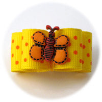 Yellow with Orange Dots - Butterfly Puppy Dog Bow