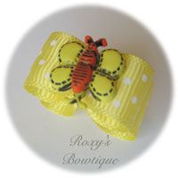 Lemon with White Dots - Butterfly Puppy Dog Bow