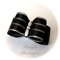 Elegant Black and Silver - Puppy Dog Bow