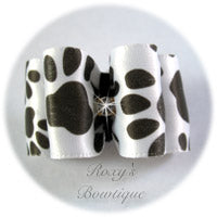 White and Black Paws - Adult Dog Bow