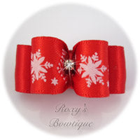 Red Snowflakes - Puppy Dog Bow