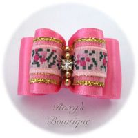 Hot Pink with Pink Jacquard - Adult Dog Bow